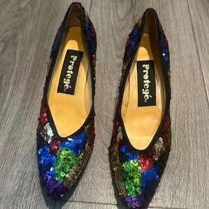 Vintage Protege Multicolor Sequin Heels Size  7.5M‎